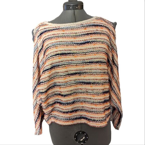 Anthropology Postmark colorful textured knit peek a boo sleeve sweater - Picture 9 of 10